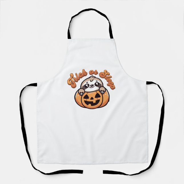 Halloween Sloth Trick or Sleep Cute Sloth Pumpkin  Apron (Front)