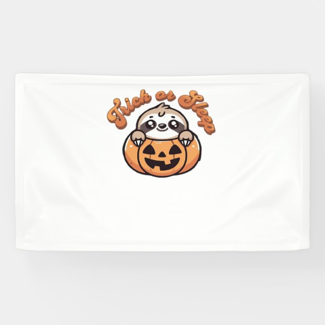 Halloween Sloth Trick or Sleep Cute Sloth Pumpkin  Banner (Horizontal)