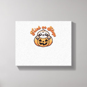 Halloween Sloth Trick or Sleep Cute Sloth Pumpkin  Canvas Print