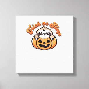 Halloween Sloth Trick or Sleep Cute Sloth Pumpkin Canvas Print