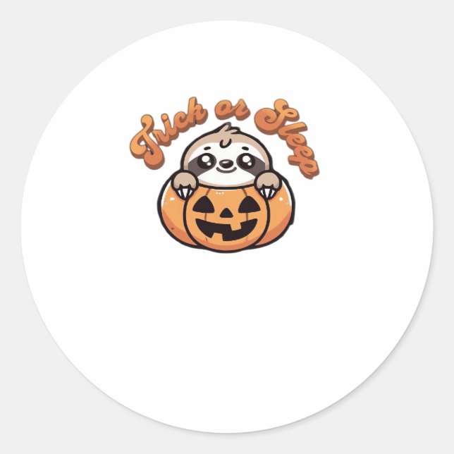 Halloween Sloth Trick or Sleep Cute Sloth Pumpkin  Classic Round Sticker (Front)