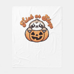 Halloween Sloth Trick or Sleep Cute Sloth Pumpkin Fleece Blanket