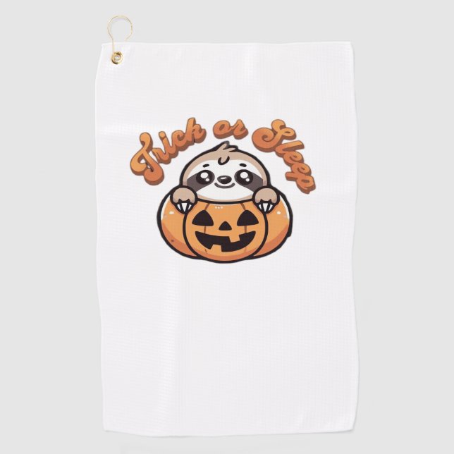 Halloween Sloth Trick or Sleep Cute Sloth Pumpkin  Golf Towel (Front)