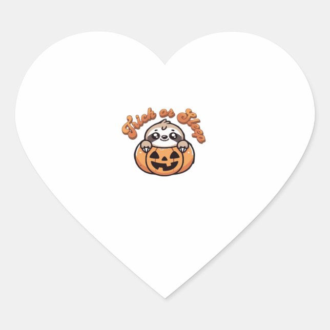 Halloween Sloth Trick or Sleep Cute Sloth Pumpkin  Heart Sticker (Front)