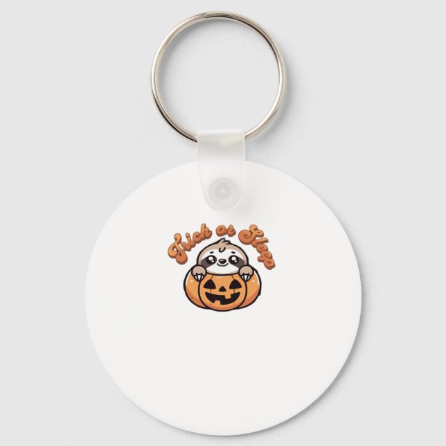 Halloween Sloth Trick or Sleep Cute Sloth Pumpkin  Key Ring (Front)