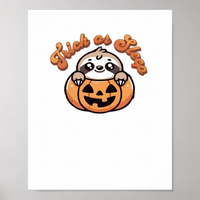 Halloween Sloth Trick or Sleep Cute Sloth Pumpkin  Poster (Front)