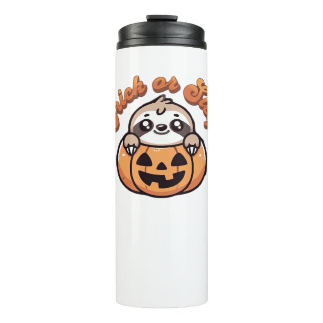 Halloween Sloth Trick or Sleep Cute Sloth Pumpkin  Thermal Tumbler (Front)