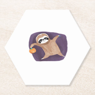 Halloween Sloth with Pumpkin Classic T-Shirt Paper Coaster