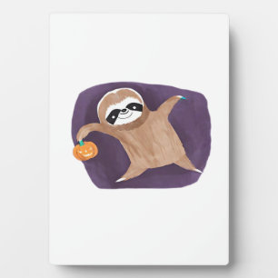 Halloween Sloth with Pumpkin Classic T-Shirt Plaque