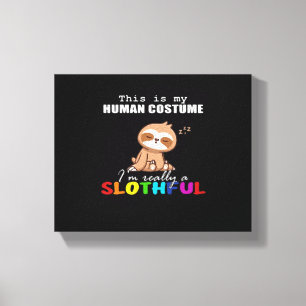 Halloween Slothful Design, This is my Human Costum Canvas Print