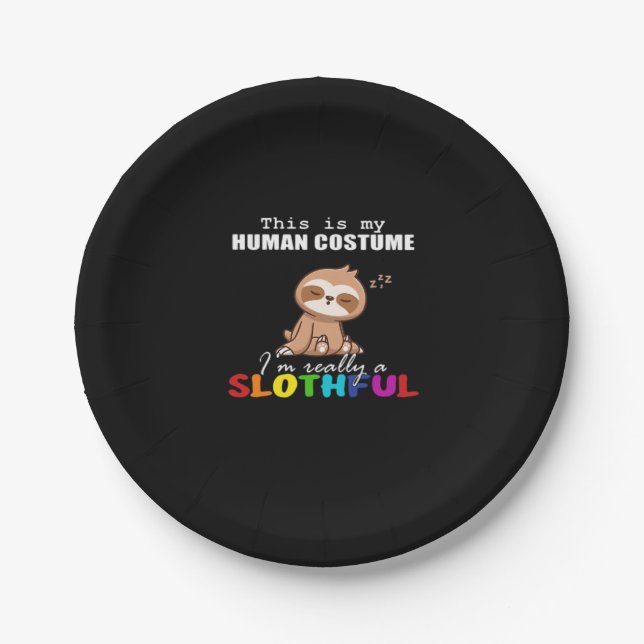 Halloween Slothful Design, This is my Human Costum Paper Plate (Front)