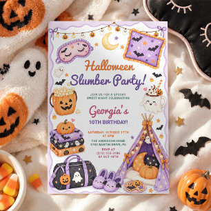 Halloween Slumber Party Birthday Pajama Sleepover Invitation