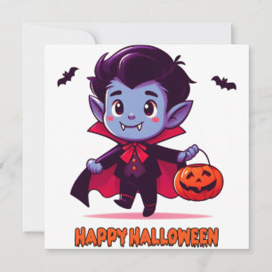 Halloween - Small Vampire and pumpkin Invitation
