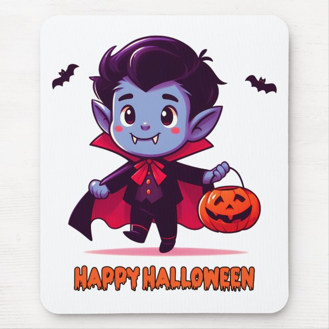 Halloween - Small Vampire and pumpkin Mouse Mat (Front)