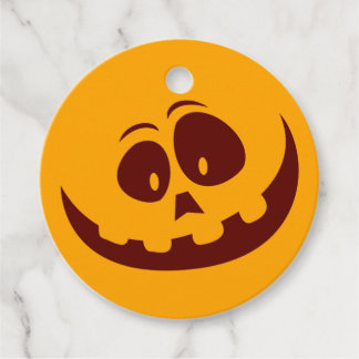 Halloween Smiley face Orange and Brown Favour Tags