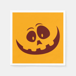 Halloween Smiley Face Orange and Brown Napkin