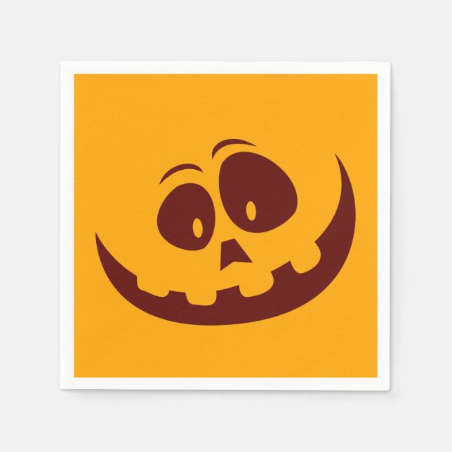 Halloween Smiley Face Orange and Brown  Napkin (Front)