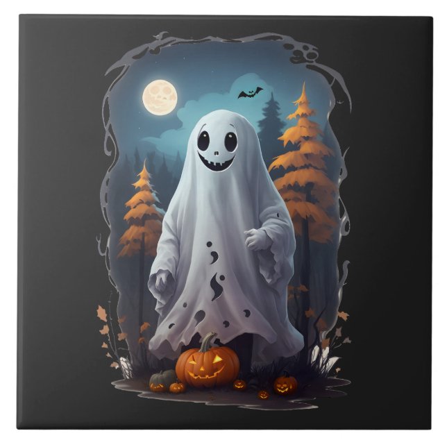 Halloween - Smiling Ghost Tile (Front)