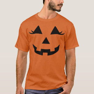 Halloween Smiling Pumpkin JackoLantern Eyelashes F T-Shirt
