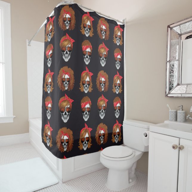 Halloween Smiling Skulls Shower Curtain (In Situ)
