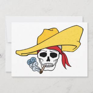 Halloween Smoking Skull with Bandanna Cartoon Card