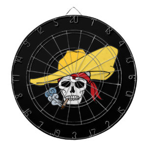 Halloween Smoking Skull with Bandanna Cartoon Dartboard