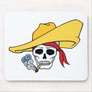 Halloween Smoking Skull with Bandanna Cartoon Mouse Mat