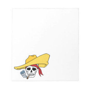 Halloween Smoking Skull with Bandanna Cartoon Notepad