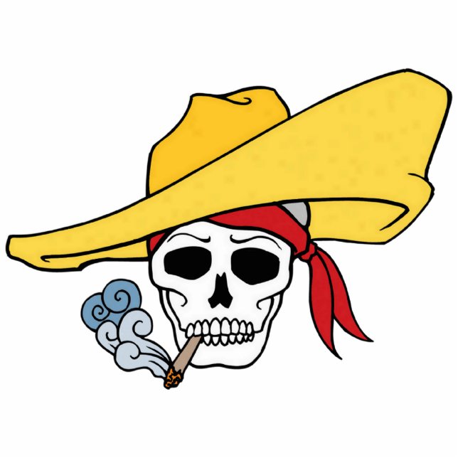 Halloween Smoking Skull with Bandanna Cartoon Photo Sculpture Key Ring (Front)