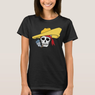 Halloween Smoking Skull with Bandanna Cartoon T-Shirt