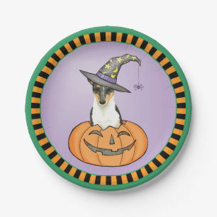 Halloween Smooth Collie Paper Plate