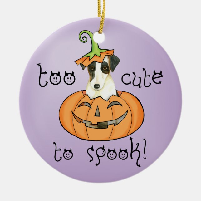 Halloween Smooth Fox Terrier Ceramic Tree Decoration (Front)