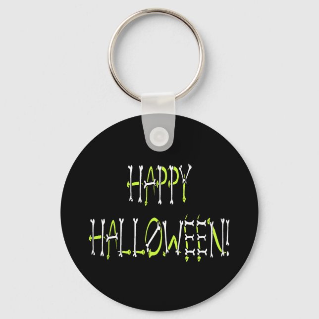 Halloween Snakes and Bones Text Key Ring (Front)