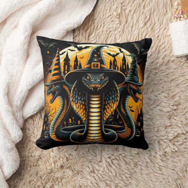 Halloween snakes in a spooky nighttime setting cushion (Blanket)