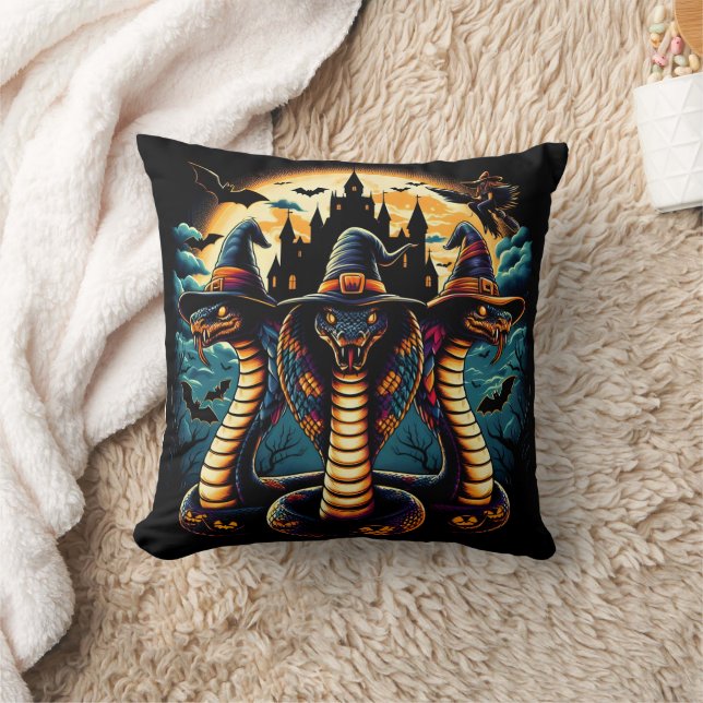 Halloween snakes in spooky attire at twilight cushion (Blanket)