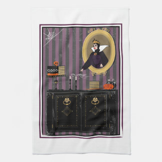 Halloween Snow White witch and cake kitchen towel