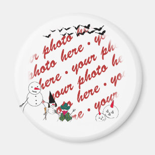 Halloween Snowmen Photo Frame Magnet