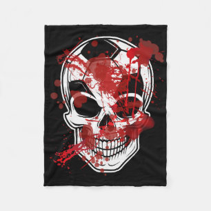 Halloween Soccer Byll Pumpkin Skull Soccer Player Fleece Blanket