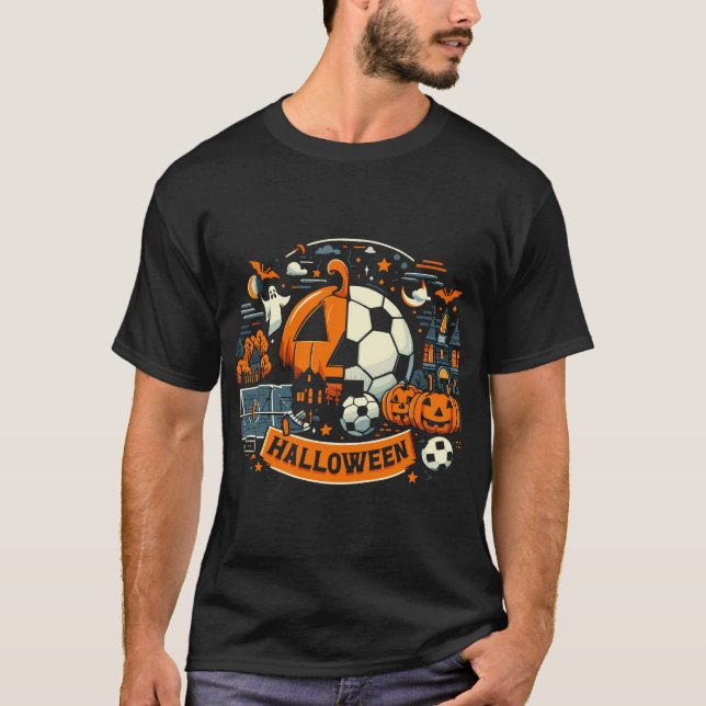 Halloween soccer football sport  T-Shirt (Front)