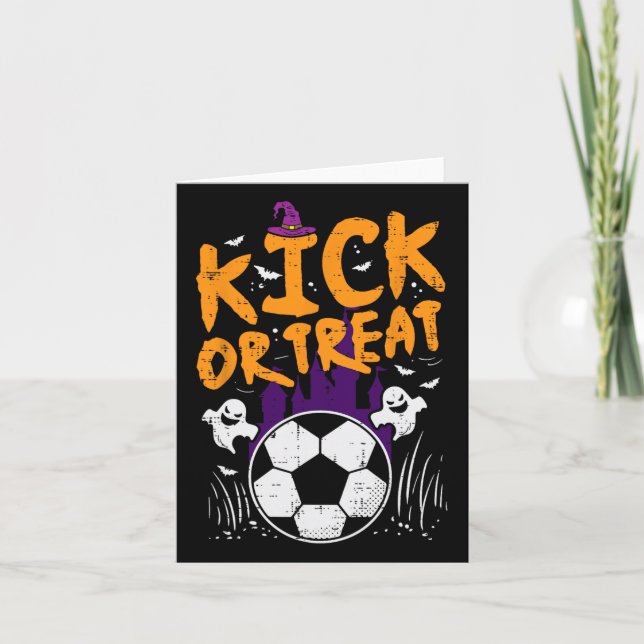 Halloween Soccer Kick Or Treat Football Costume Bo Card (Front)