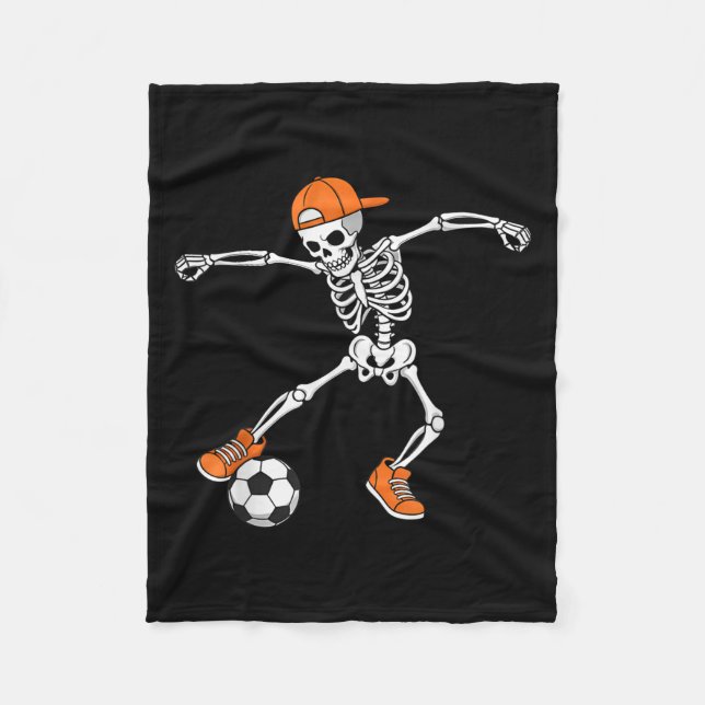 Halloween Soccer Skeleton Football Trick Or Treat  Fleece Blanket (Front)
