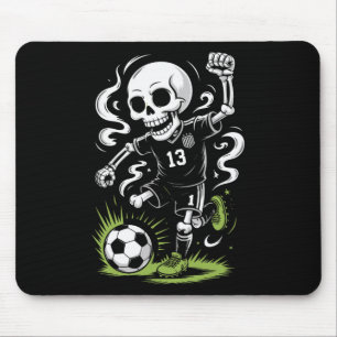 Halloween Soccer Skeleton Under Orange Moon _1 Mouse Mat