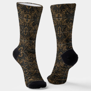 Halloween Socks Gold Gothic Baroque
