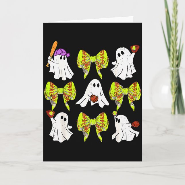 Halloween Softball Ghosts Softball Daughter Girls  Card (Front)