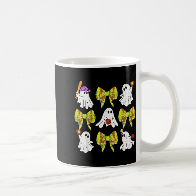 Halloween Softball Ghosts Softball Daughter Girls  Coffee Mug (Right)