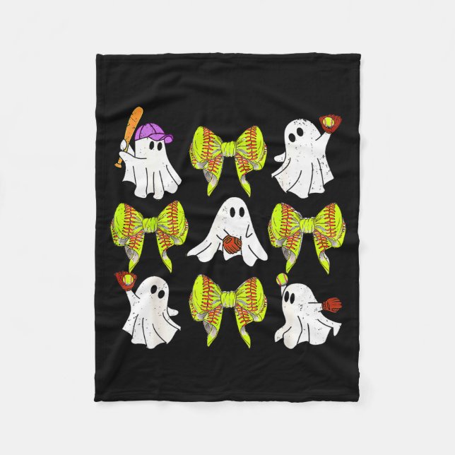 Halloween Softball Ghosts Softball Daughter Girls  Fleece Blanket (Front)