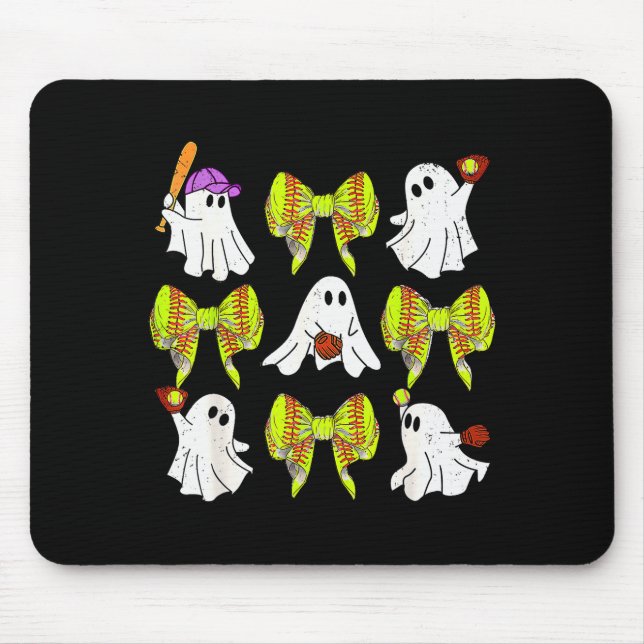 Halloween Softball Ghosts Softball Daughter Girls  Mouse Mat (Front)
