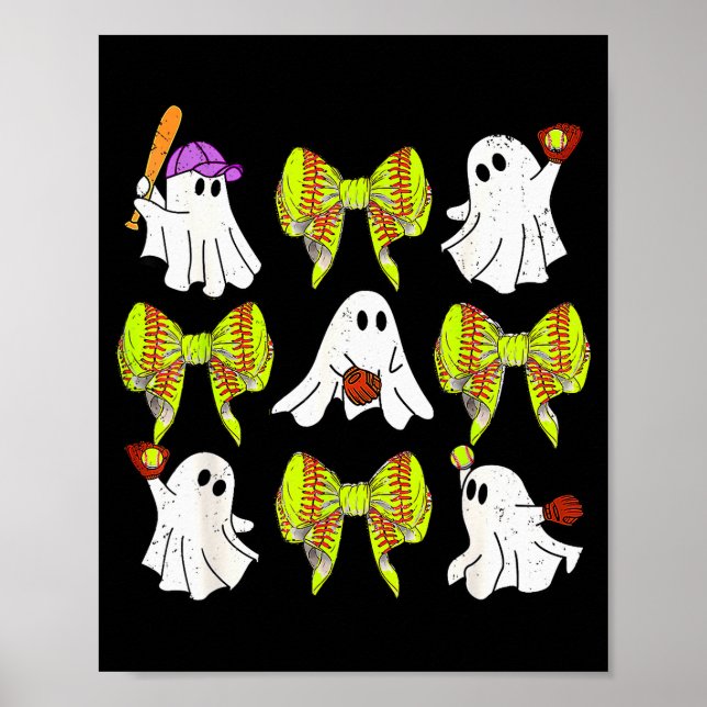 Halloween Softball Ghosts Softball Daughter Girls  Poster (Front)