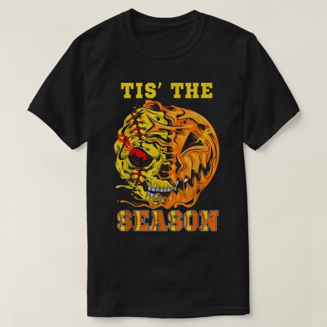 Halloween Softball Tis The Season Pumpkin Softball T-Shirt (Design Front)