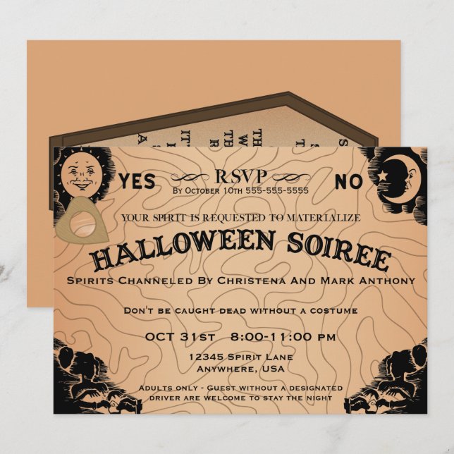 Halloween Soiree Spirit Board Invitation (Front/Back)